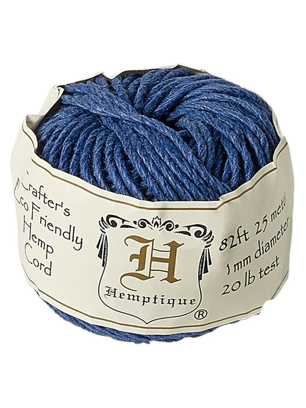 82' 20 Pound 1mm Dark Blue Hemp Cord String Spool